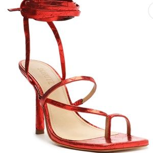 SCHUTZ Lily Metallic Crocodile Embossed Sandal